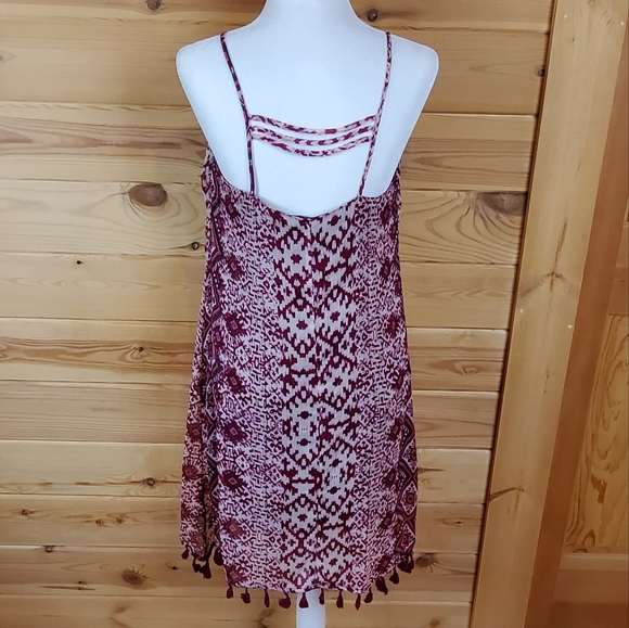 Maurices‎ Tassel Hem Sheer Lined Midi Dress Size Medium - Picture 5 of 9